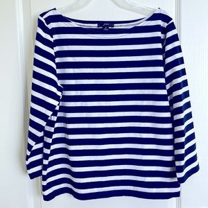 J. Crew Long Sleeve Navy Blue stripe Sz Medium